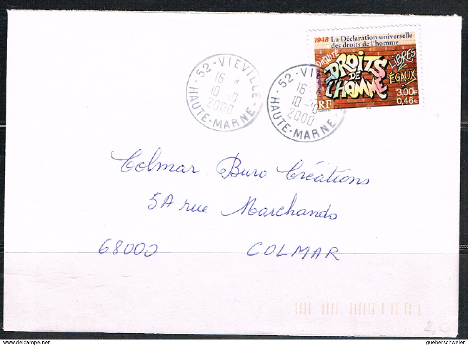 ONU-L71 - FRANCE N° 3354 Droits De L'Homme Sur Lettre De Vieville - Storia Postale