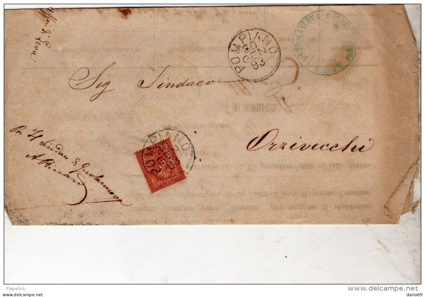 1893  LETTERA CON ANNULLO POMPIANO BRESCIA - Storia Postale