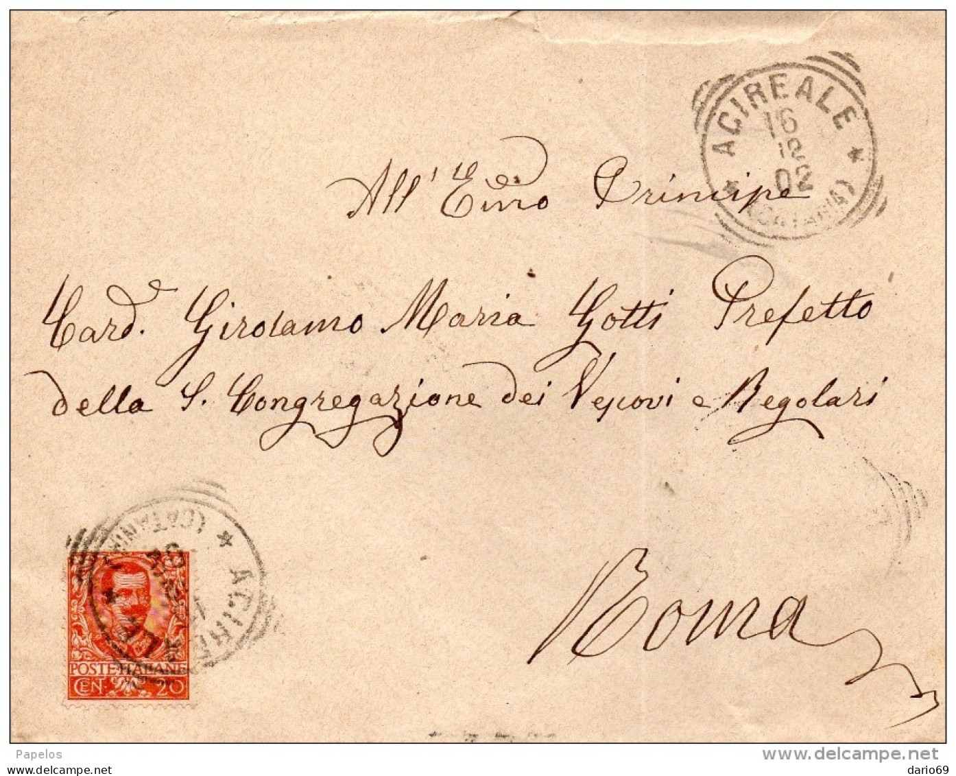 1902 LETTERA CON ANNULLO ACIREALE - Marcophilie