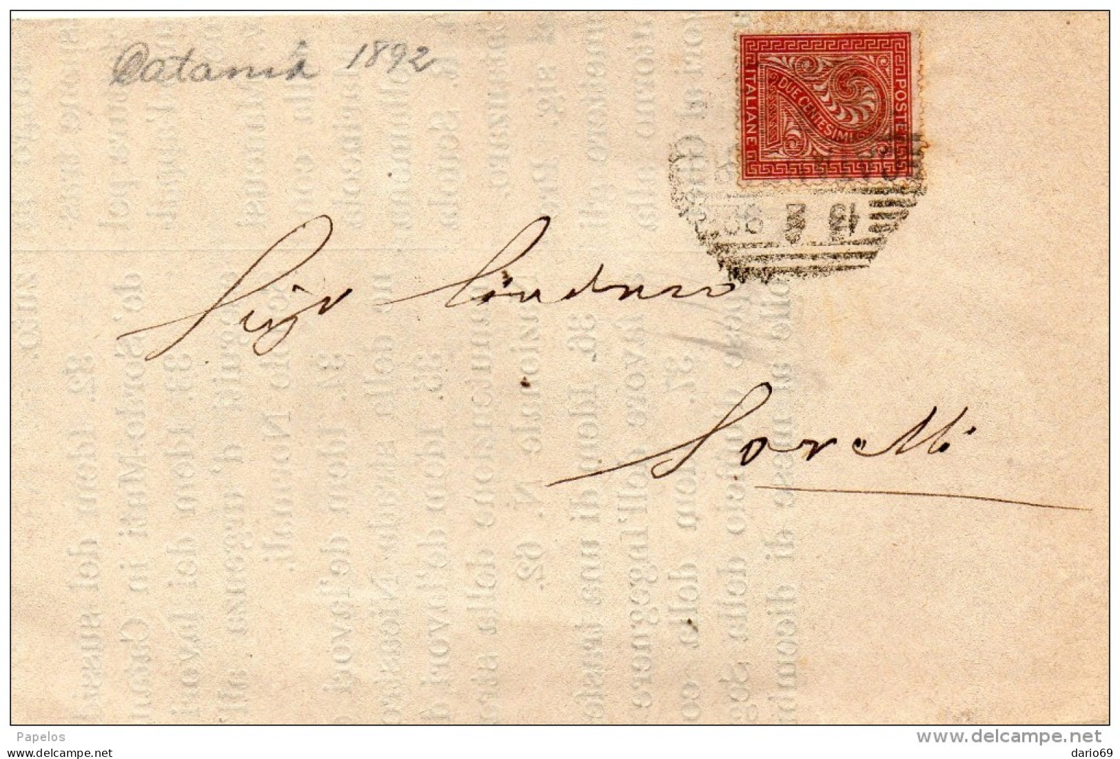 1882   LETTERA CON ANNULLO CATANIA - Marcophilie