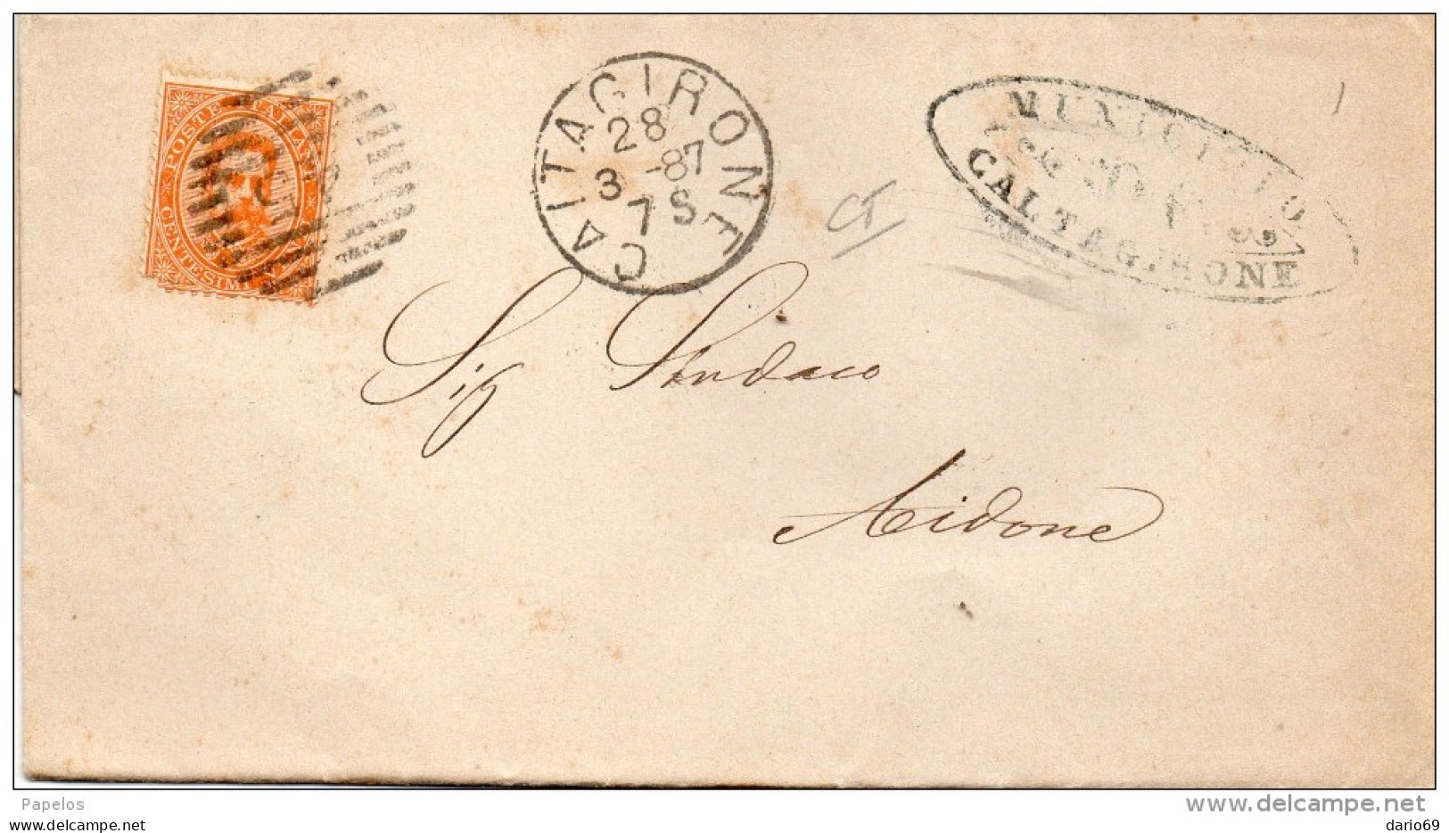 1887  LETTERA CON ANNULLO CALTAGIRONE - Storia Postale