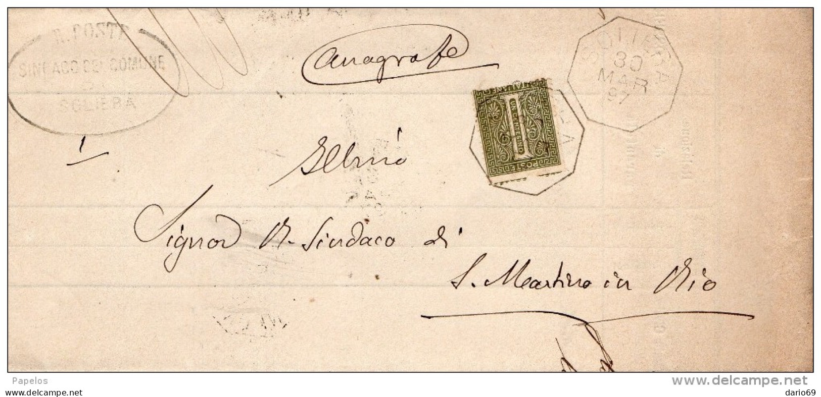 1897 LETTERA CON ANNULLO SOLIERA MODENA - Storia Postale