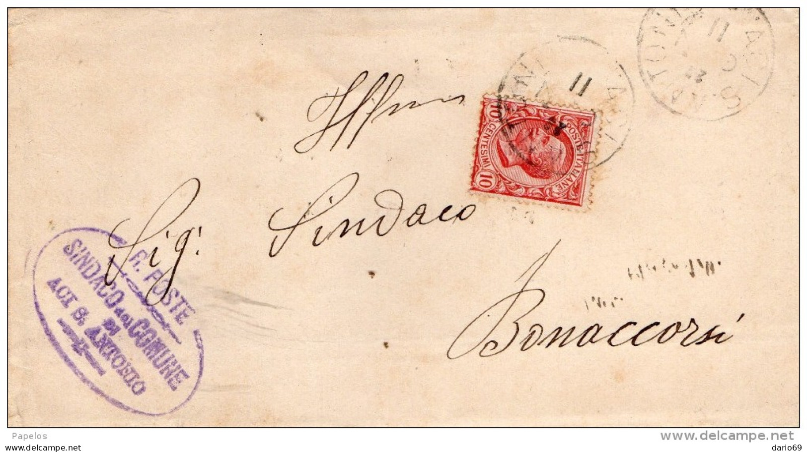 1923   LETTERA  CON ANNULLO ACI S. ANTONIO CATANIA - Marcophilie