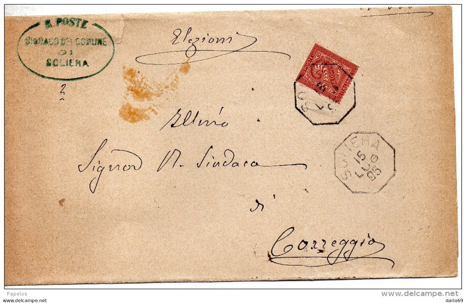 1895 LETTERA CON ANNULLO SOLIERA MODENA - Storia Postale