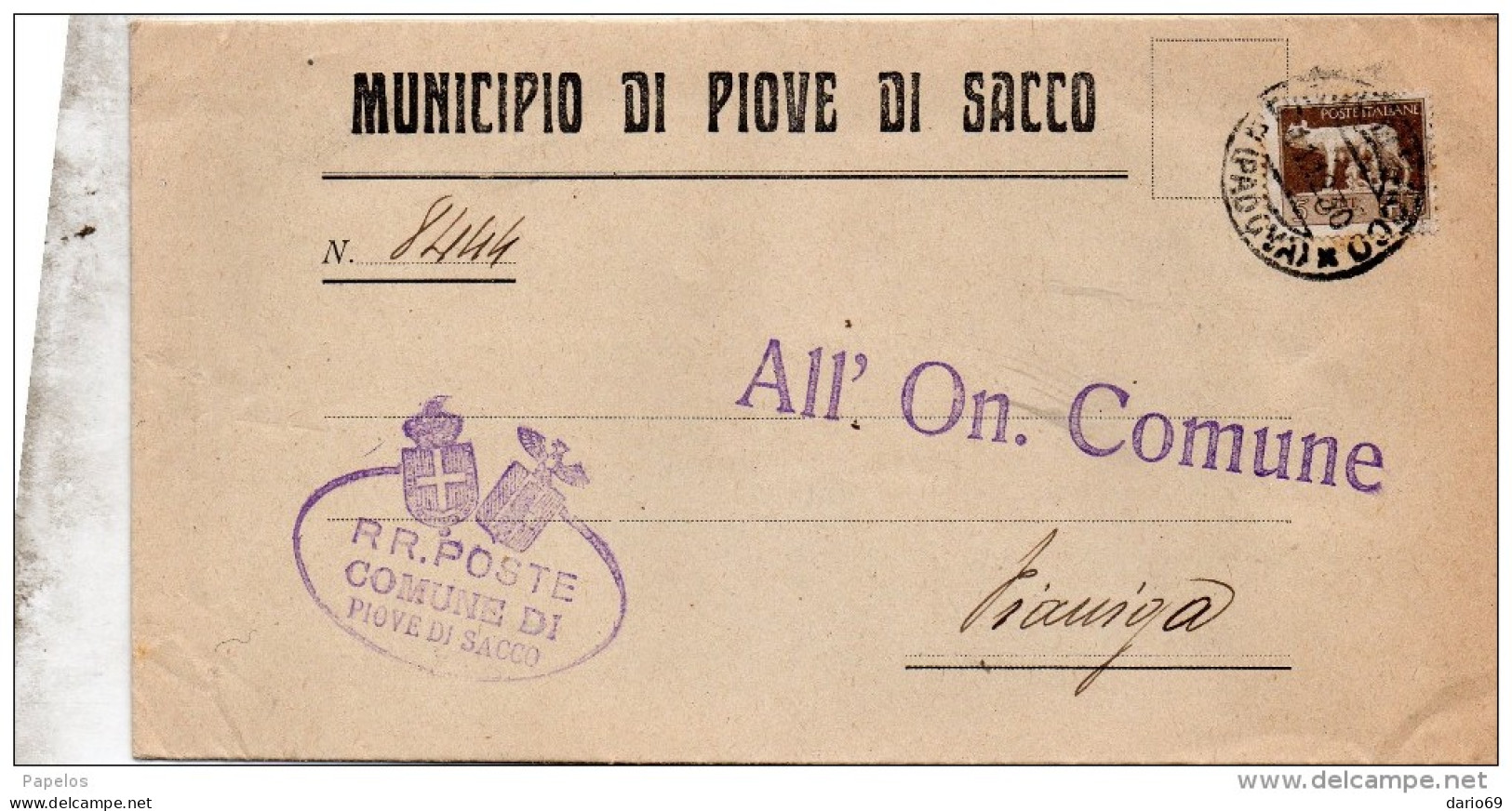 1930  LETTERA  CON ANNULLO  PIOVE DI SACCO PADOVA - Storia Postale
