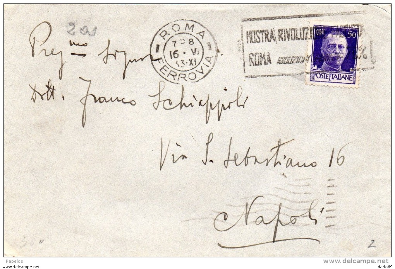 1933  LETTERA  CON ANNULLO  ROMA  + TARGHETTA MOSTRA RIVOLUZIONE   FASCISTA - Storia Postale