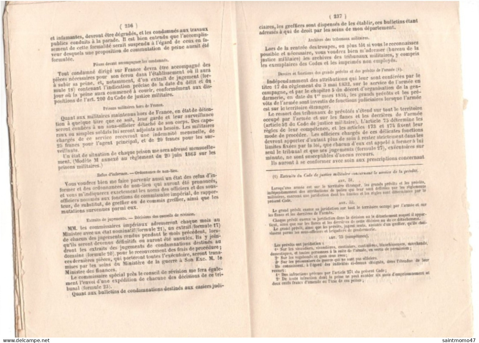 MILITARIA . JOURNAL MILITAIRE OFFICIEL . ANNÉE 1870 - Réf. N°381F - - Francese