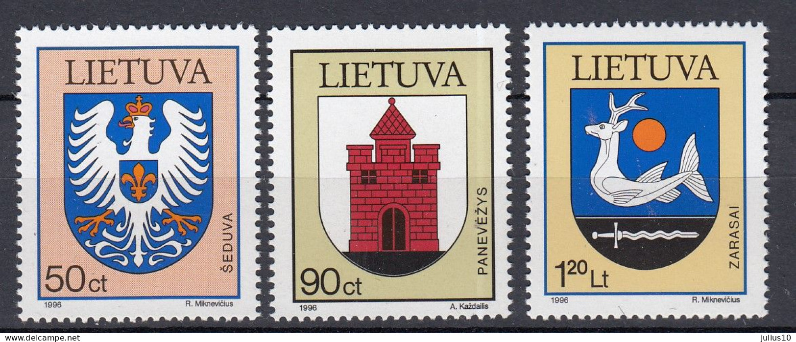 LITHUANIA 1996 Coat Of Arms MNH(**) Mi 621-623 #Lt1125 - Lithuania
