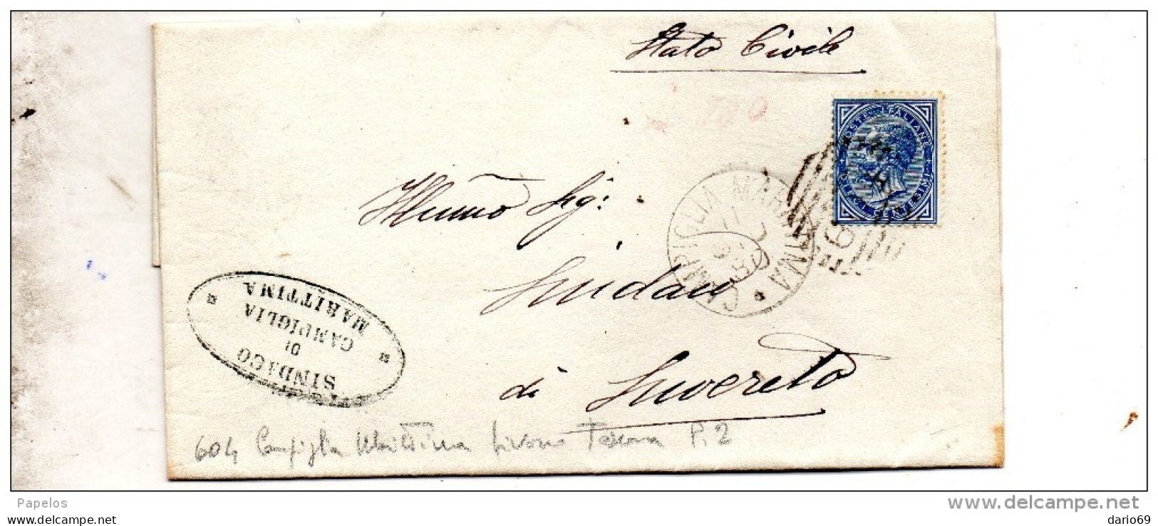 1880  LETTERA CON ANNULLO CAMPIGLIA MARITTIMA LIVORNO - Storia Postale