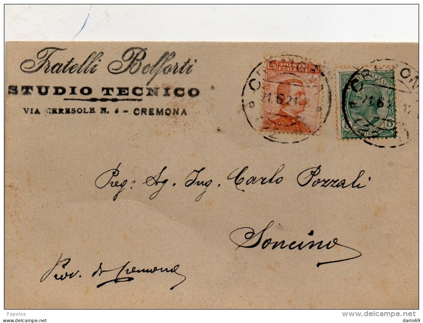 1921 LETTERA INTESTATA CON ANNULLO CREMONA - Storia Postale