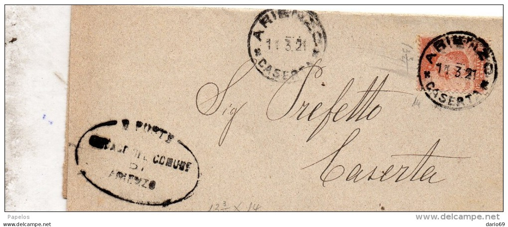 1921  LETTERA CON ANNULLO  ARIENZO CASERTA - Poststempel