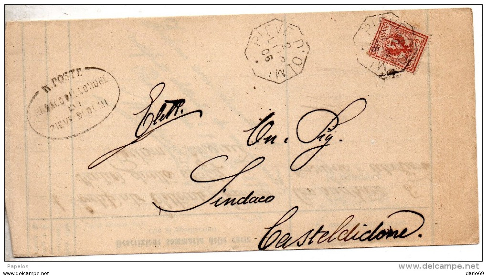 1906   LETTERA  CON ANNULLO  PIEVE D'OLMI CREMONA - Storia Postale