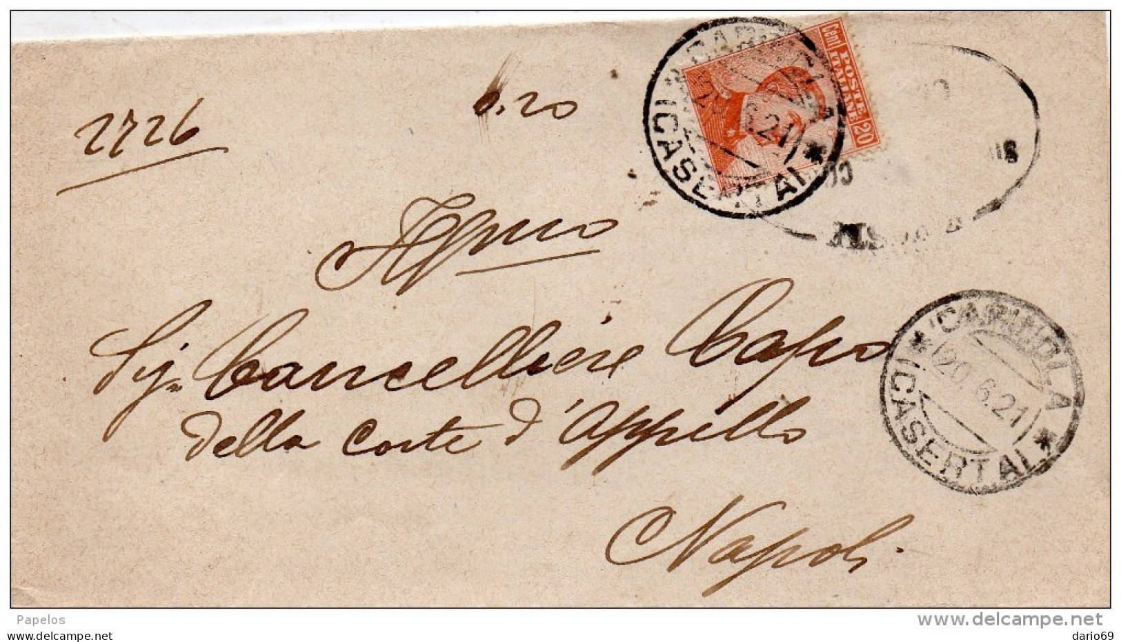 1921  LETTERA CON ANNULLO  CARINOLA  CASERTA - Storia Postale