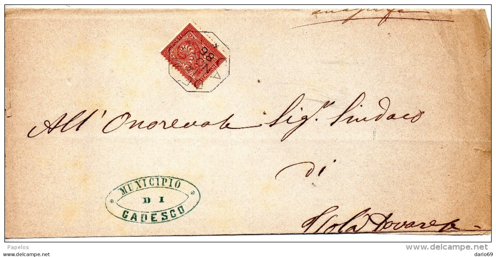 1886  LETTERA CON ANNULLO CADEMARI  + GADESCO CREMONA - Poststempel