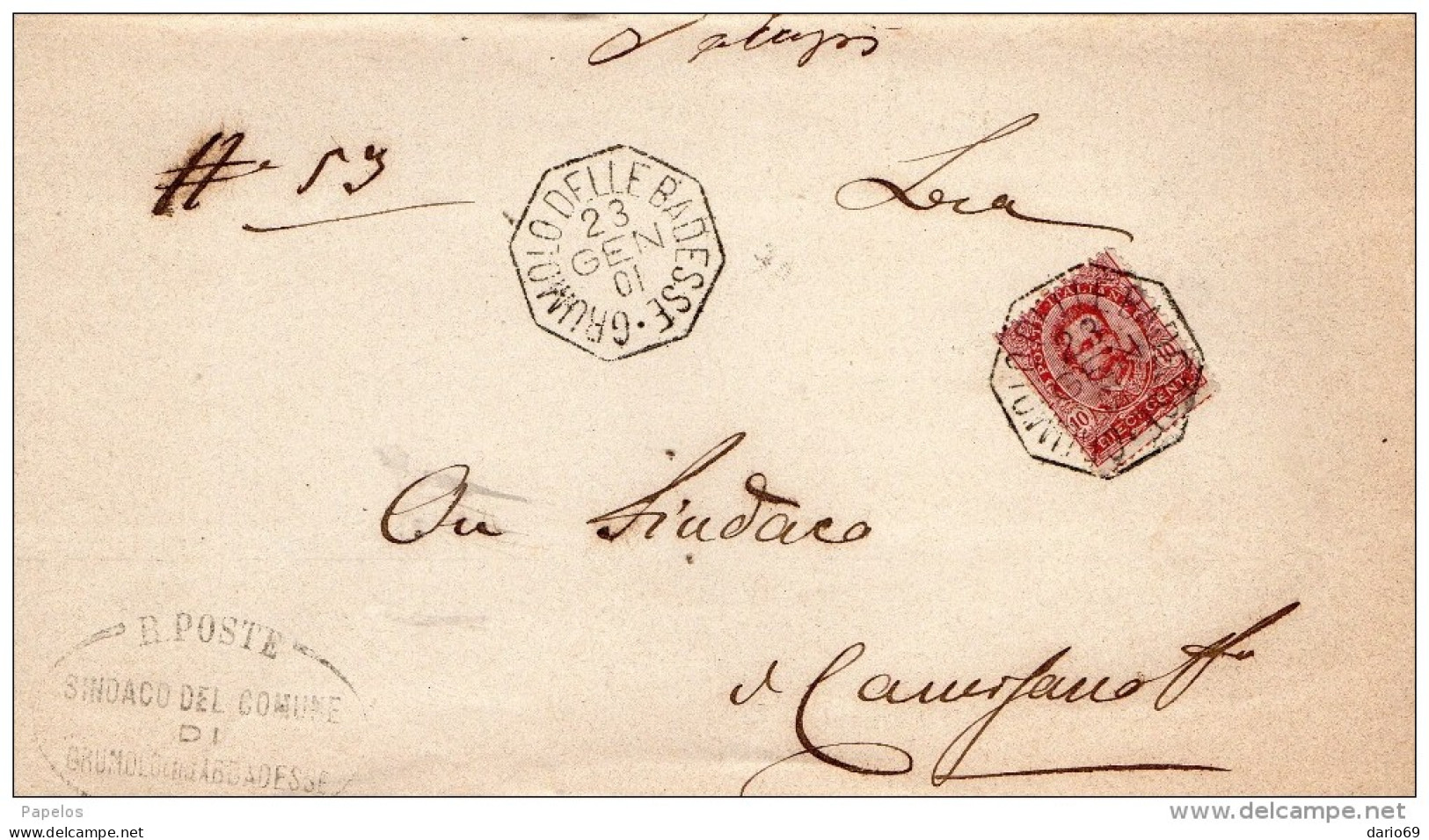 1901 LETTERA CON ANNULLO GRUMOLO DELLE BADESSE VICENZA - Marcophilia