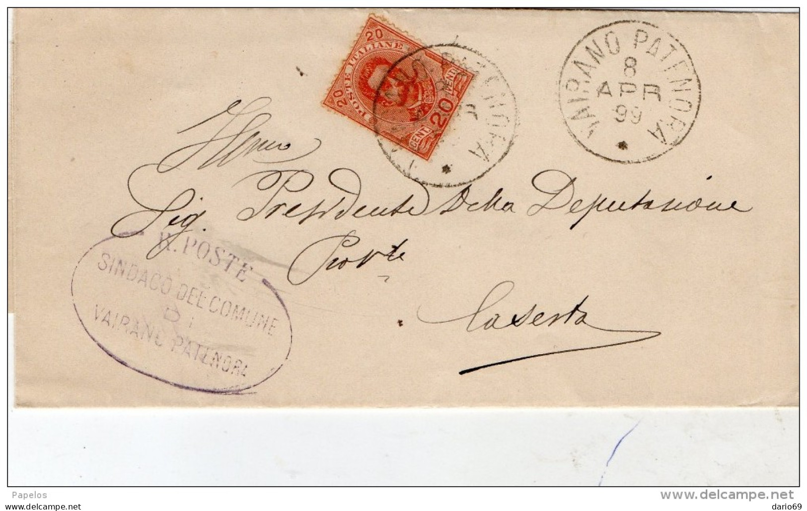 1899  LETTERA CON ANNULLO VAIRANO PATENORA CASERTA - Storia Postale