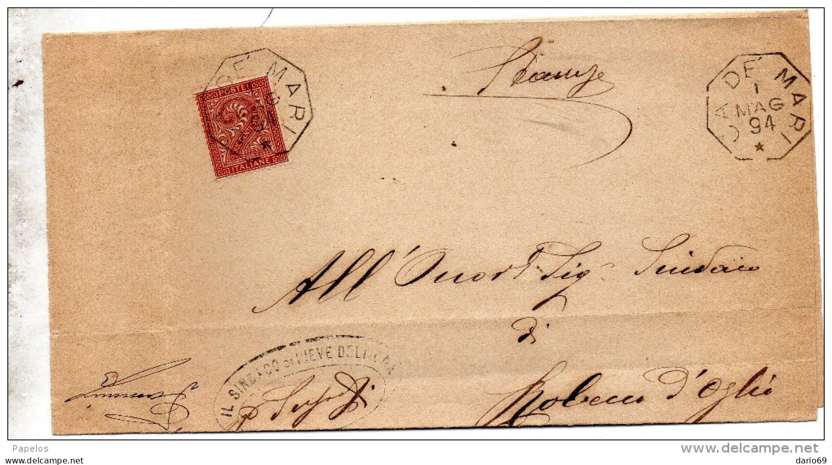 1894  LETTERA CON ANNULLO CADEMARI - Storia Postale