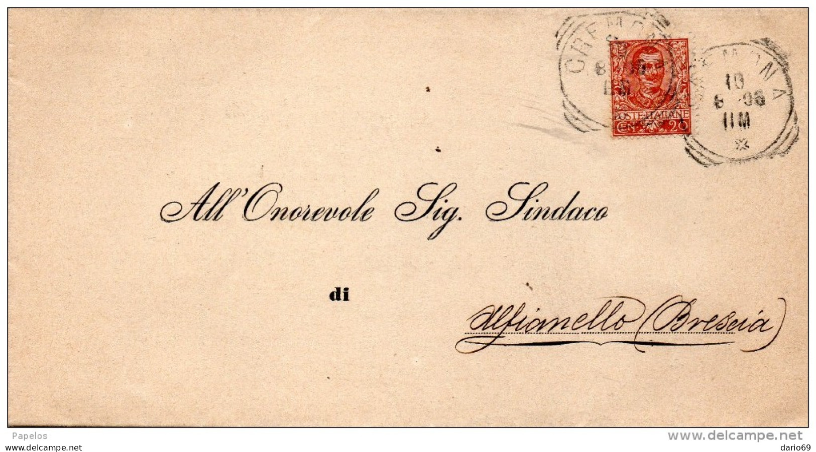 1906  LETTERA  CON ANNULLO CREMONA - Storia Postale