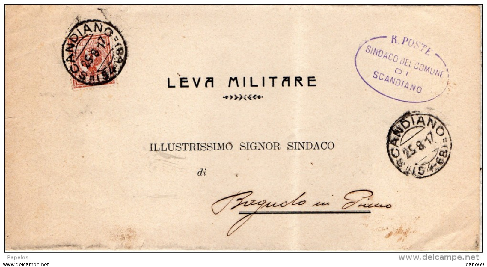 1917 LETTERA  CON ANNULLO SCANDIANO REGGIO EMILIA - Marcophilia
