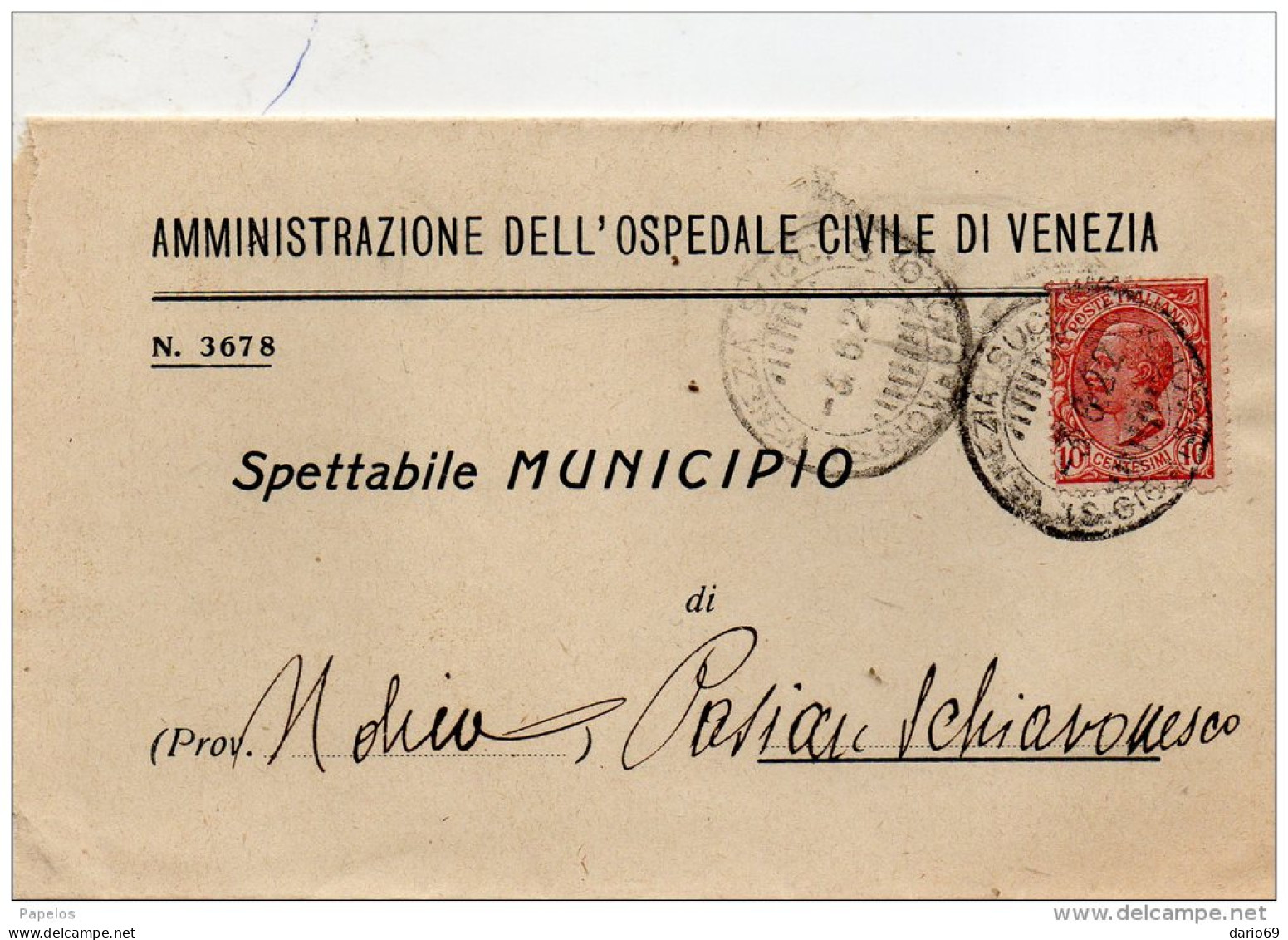 1922  LETTERA  CON ANNULLO  VENEZIA - Storia Postale