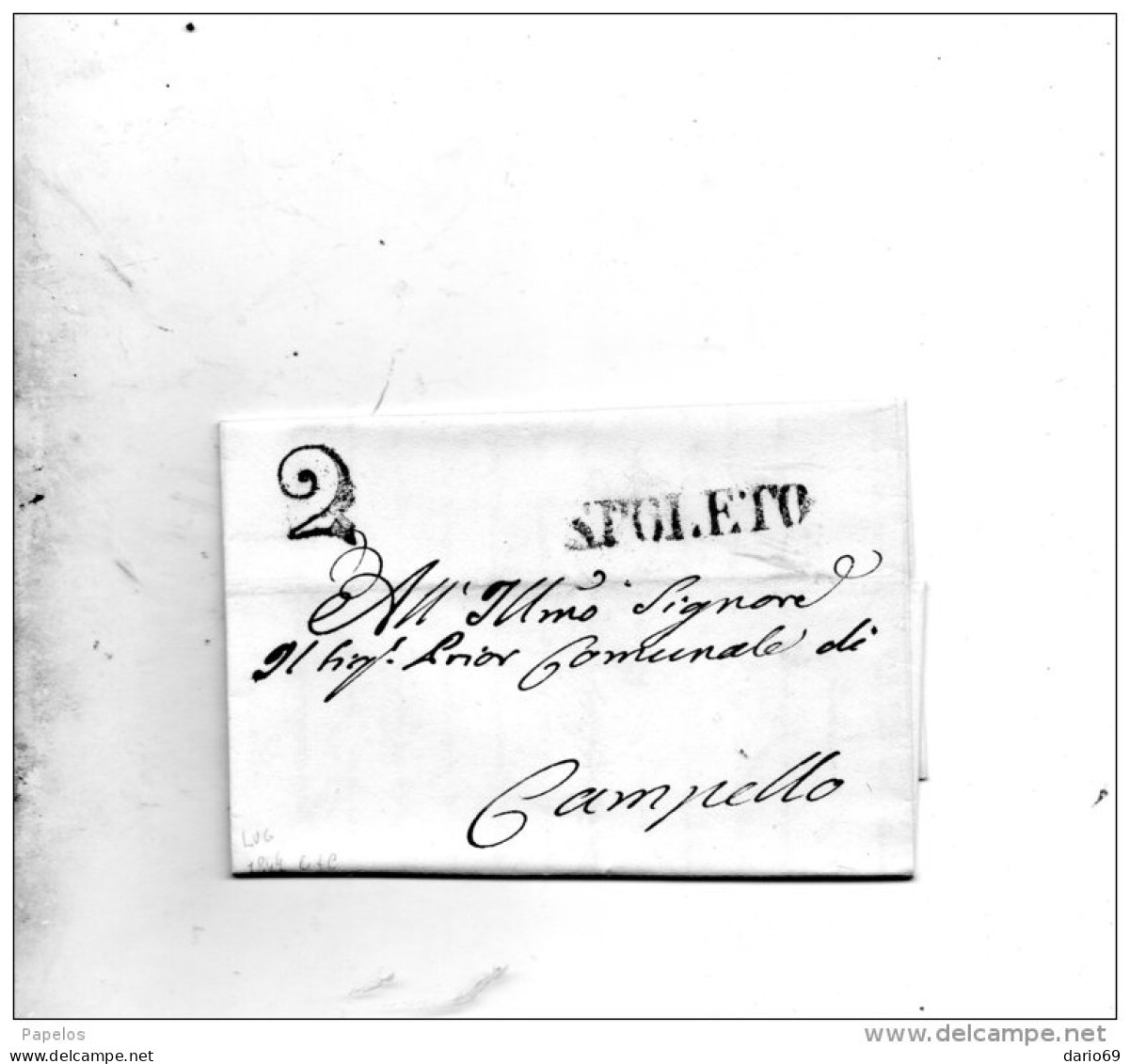 1844 LETTERA  CON ANNULLO SPOLETO - ...-1850 Préphilatélie