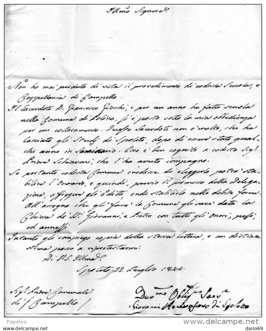 1844 LETTERA  CON ANNULLO SPOLETO - ...-1850 Préphilatélie