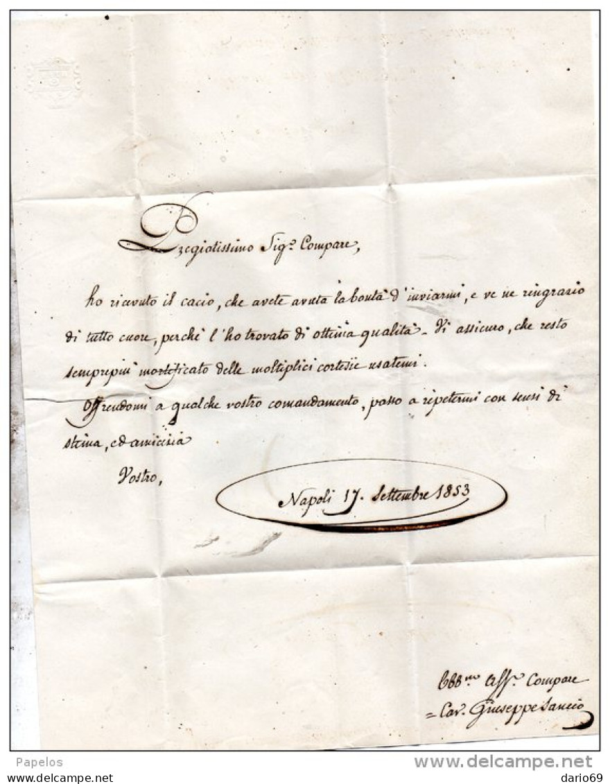 1853 LETTERA  DA NAPOLI X MARANO - ...-1850 Préphilatélie