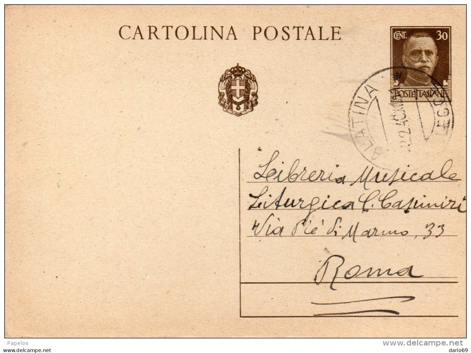 1940  CARTOLINA CON ANNULLO GALATINA LECCE - Interi Postali