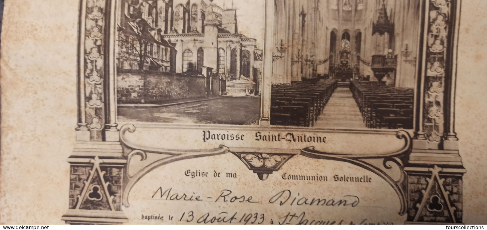 DIPLOME RELIGIEUX Eglise BEAUVAIS 60 Saint Jacques De Compiègne - Communion De DIAMAND En 1938 - Religion Catholique - Religion & Esotérisme