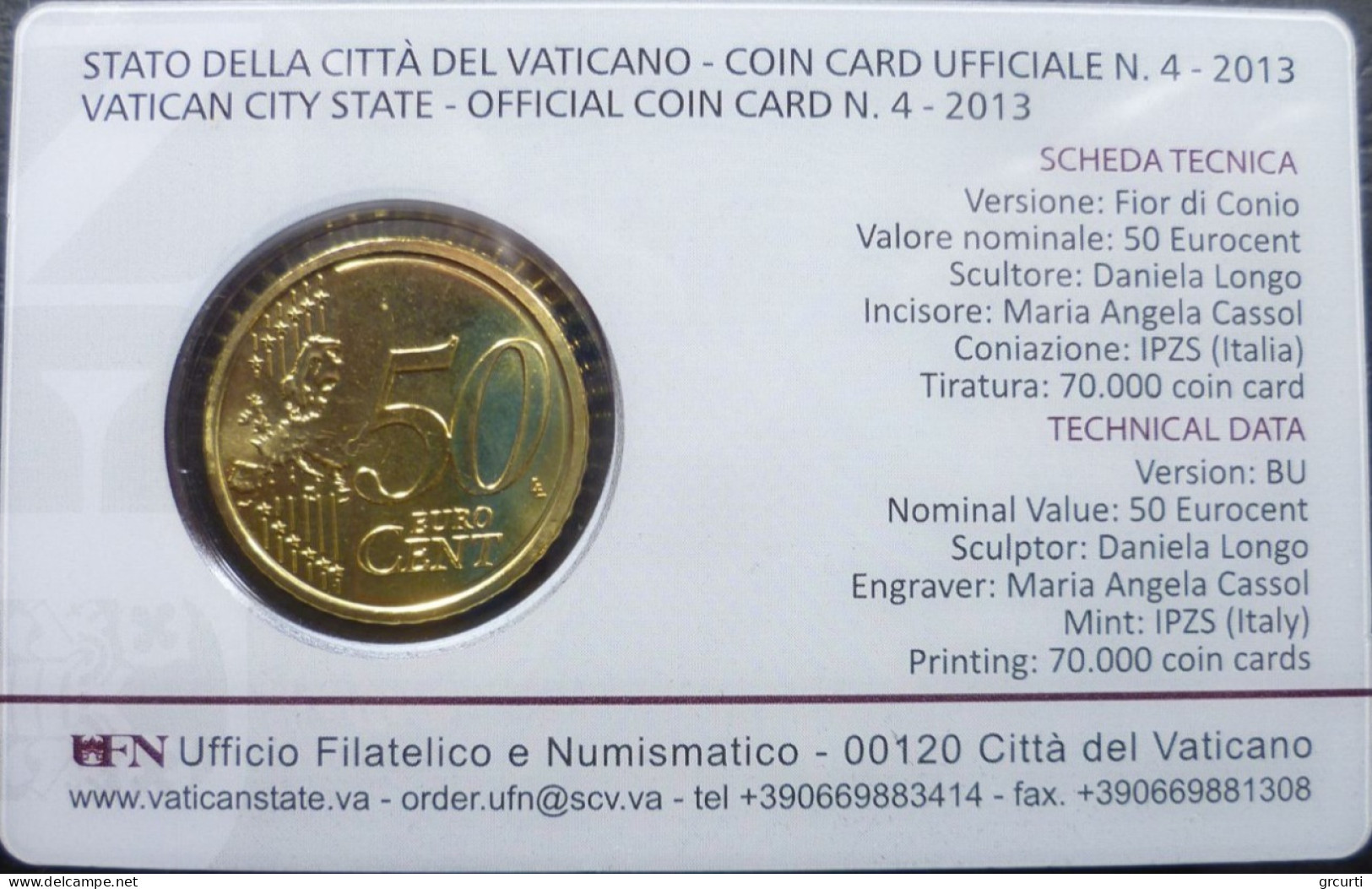 Vaticano - 50 Centesimi 2013 - Coincard N. 4 - KM# 387 - Vatikan