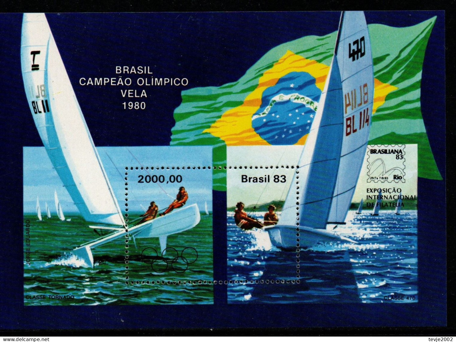 Brasilien Brasil 1983 - Mi.Nr. Block 58 - Postfrisch MNH - Sport Segeln Sailing - Blokken & Velletjes