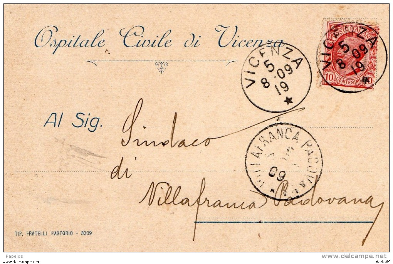 1909   CARTOLINA CON ANNULLO  VICENZA - Poststempel