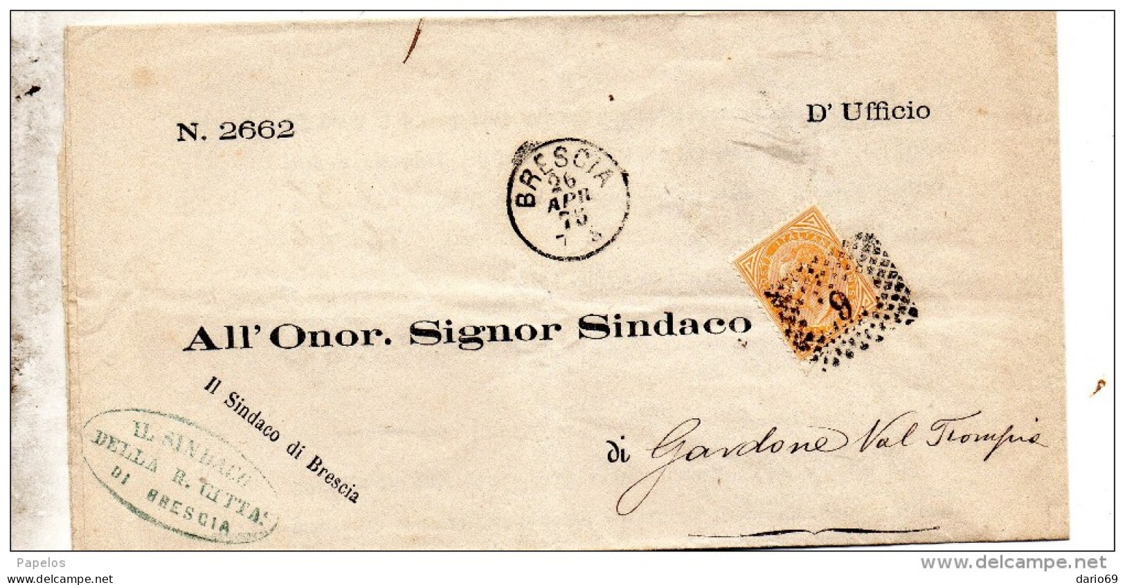 1875    LETTERA CON ANNULLO BRESCIA - Poststempel