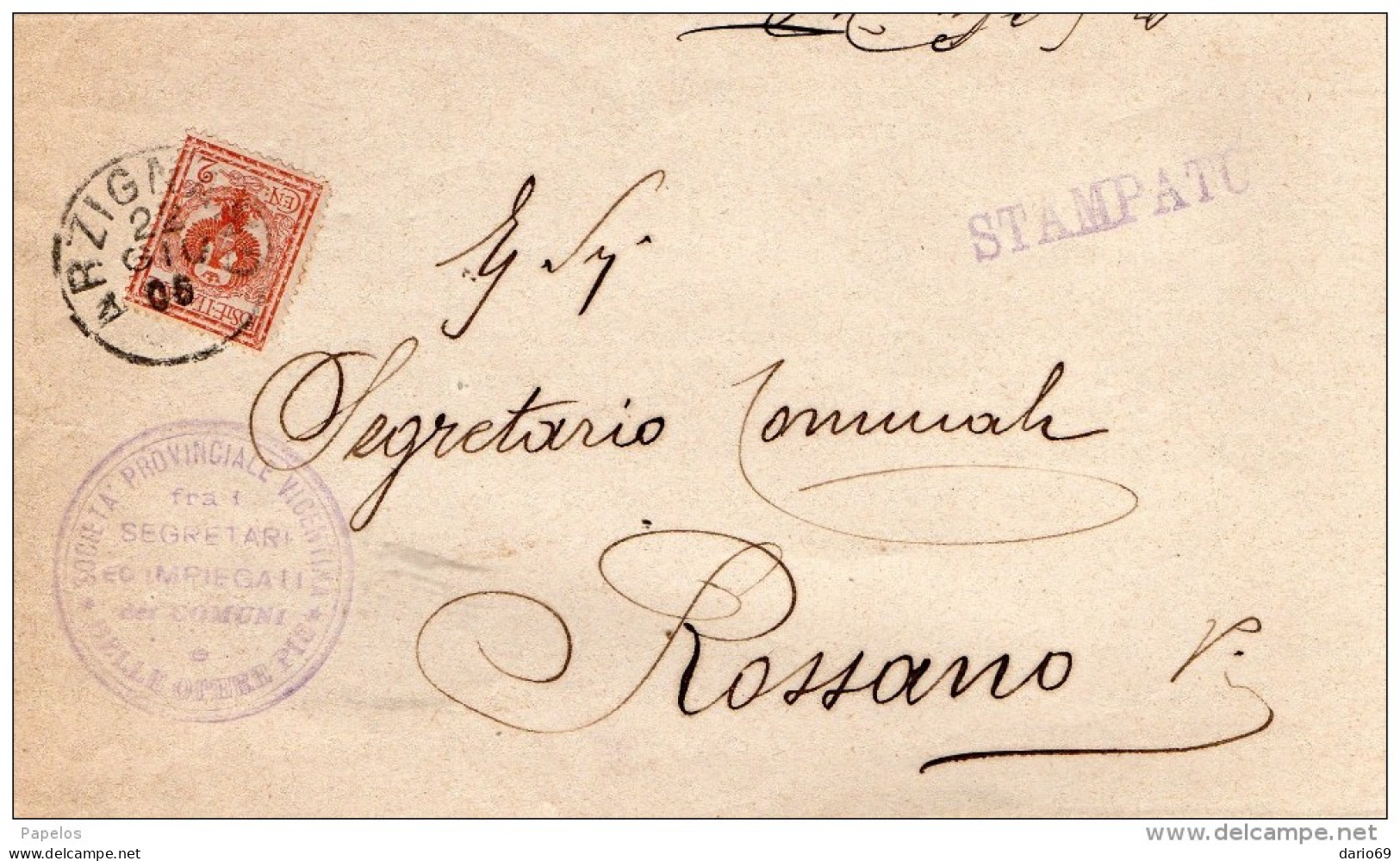 1906  LETTERA CON ANNULLO  ARZIGNANO VICENZA - Storia Postale