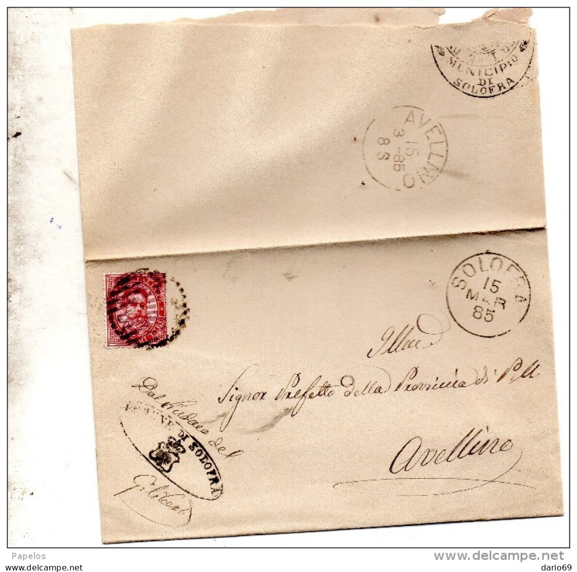 1885   LETTERA CON ANNULLO SOLOFRA   AVELLINO - Storia Postale