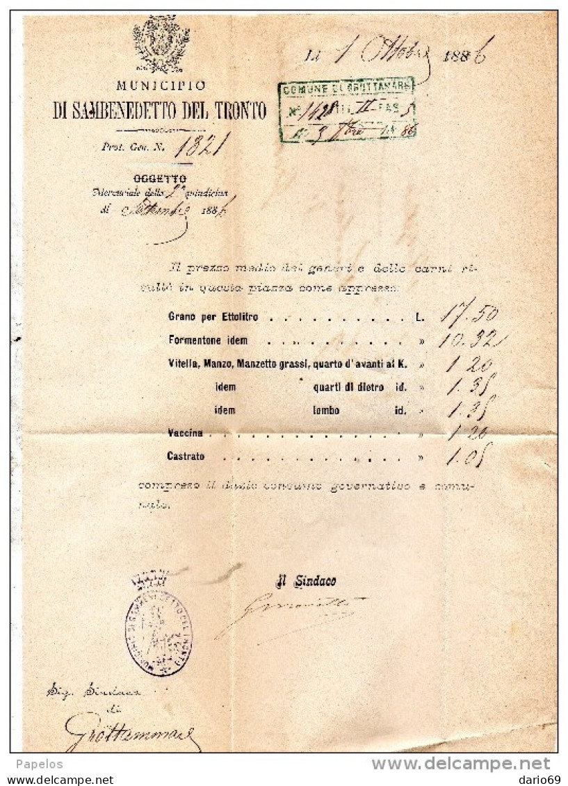 1886 LETTERA CON ANNULLO S.BENEDETTO DEL TRONTO - Marcophilie