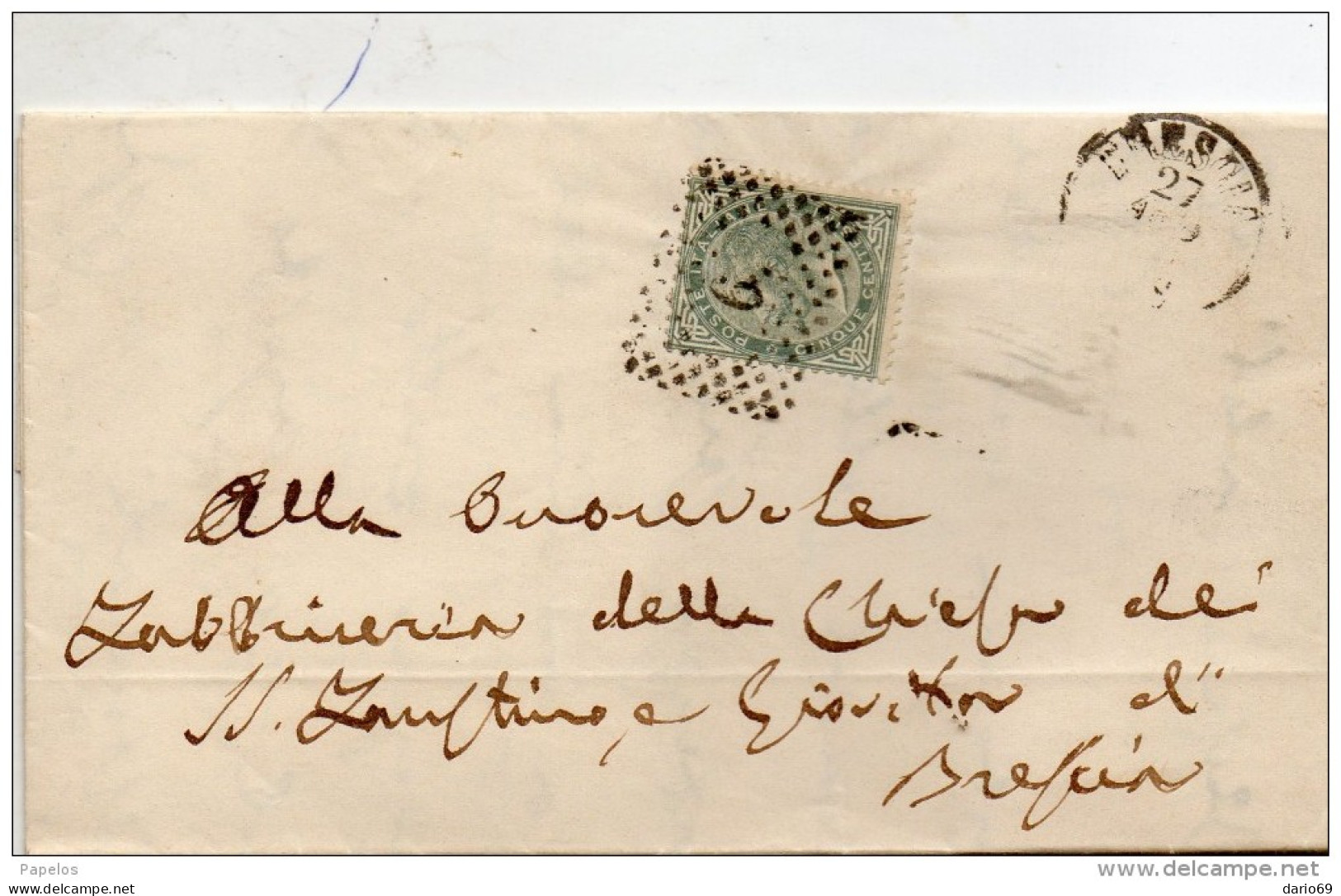 1870  LETTERA CON ANNULLO BRESCIA - Marcophilie