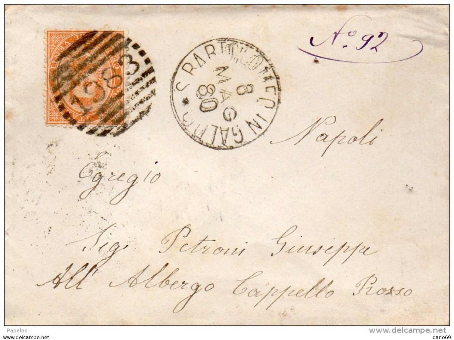 1880 LETTERA CON ANNULLO S. BARTOLOMEO IN GALDO BENEVENTO - Poststempel