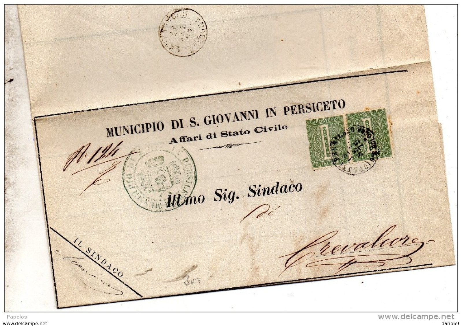 1875 LETTERA CON ANNULLO S. GIOVANNI  IN PERSICETO BOLOGNA - Storia Postale