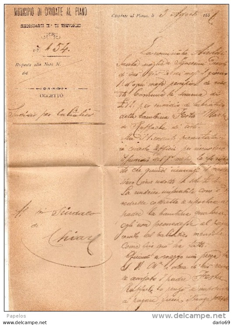 1888 LETTERA CON ANNULLO CIVIDATE IN PIANO BERGAMO - Storia Postale