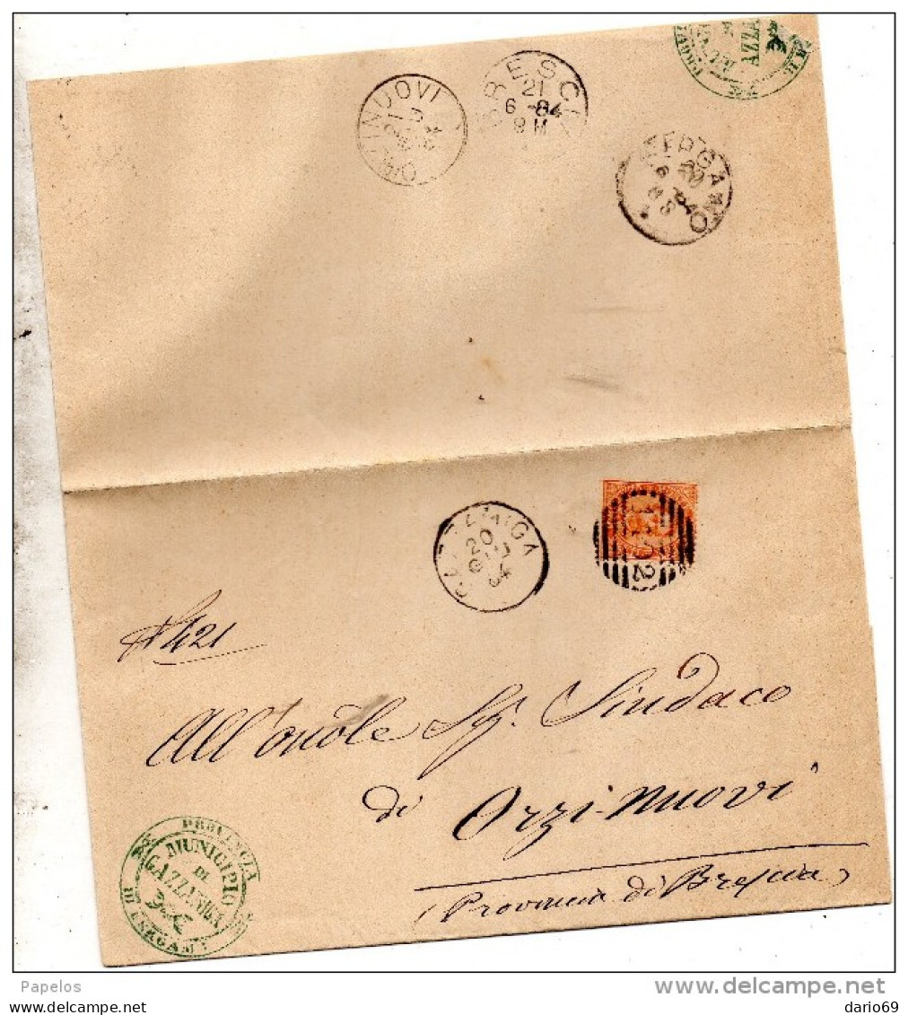 1884 LETTERA CON ANNULLO GAZZANICA BERGAMO - Storia Postale