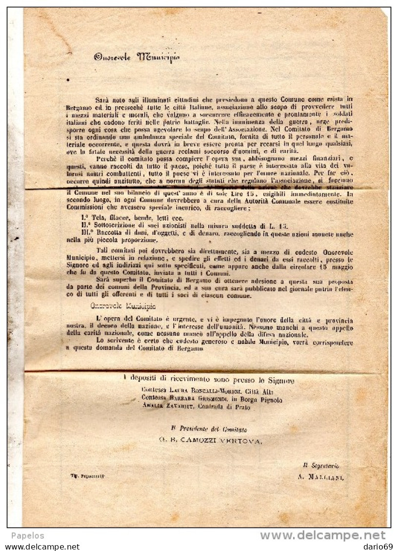 1866 LETTERA CON ANNULLO  BERGAMO BASSA - Marcophilie