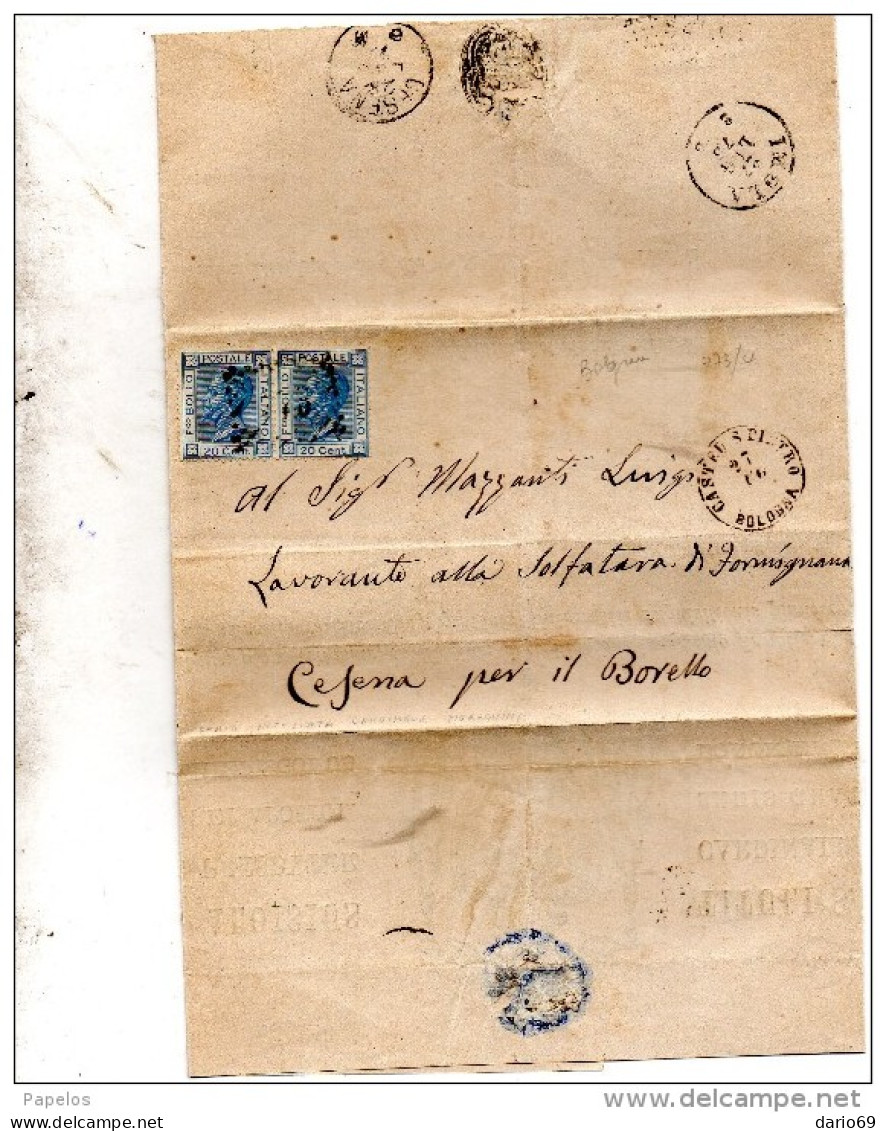 1873 LETTERA CON ANNULLO CASTEL SAN PIETRO BOLOGNA + IMOLA - Storia Postale