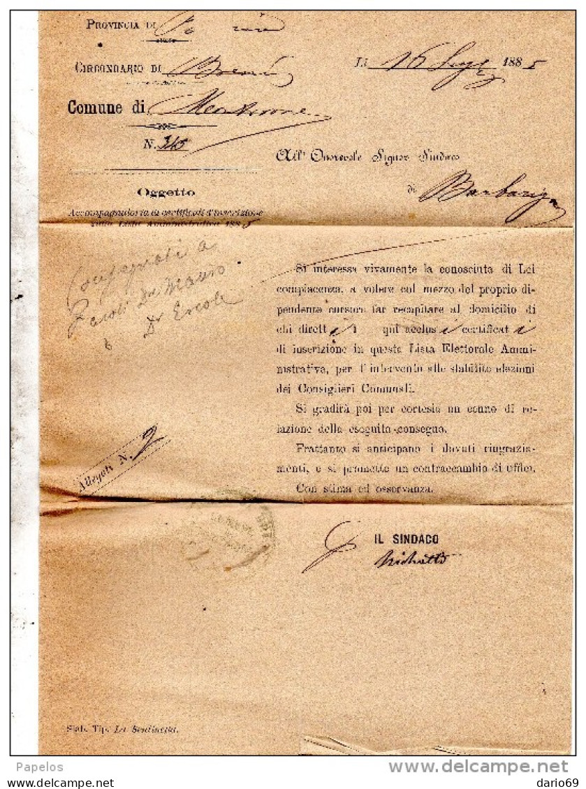 1885 LETTERA CON ANNULLO BAGNOLO MELLA BRESCIA - Marcofilie