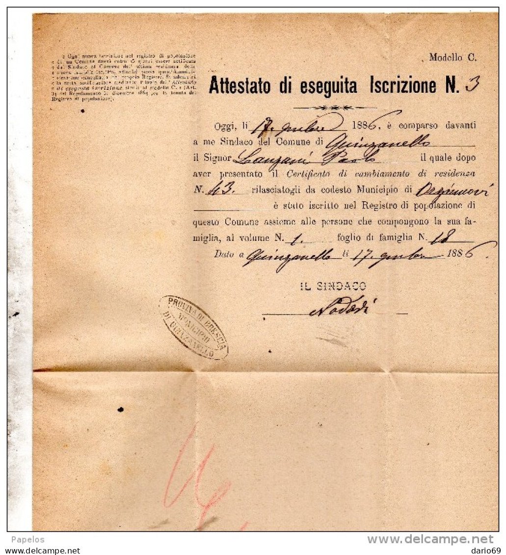 1886 LETTERA CON ANNULLO BAGNOLO MELLA BRESCIA - Marcophilia