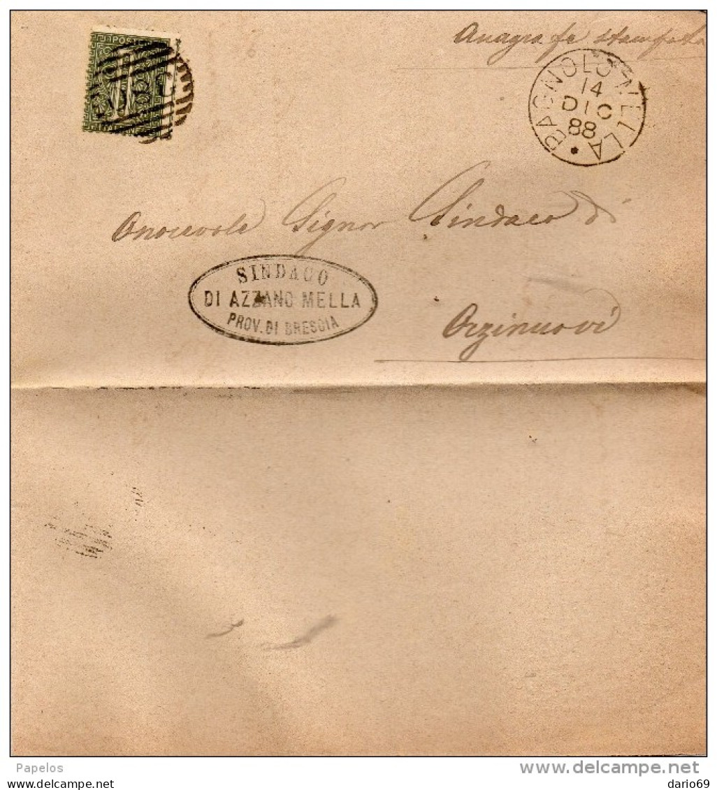 1888 LETTERA CON ANNULLO BAGNOLO MELLA BRESCIA - Storia Postale