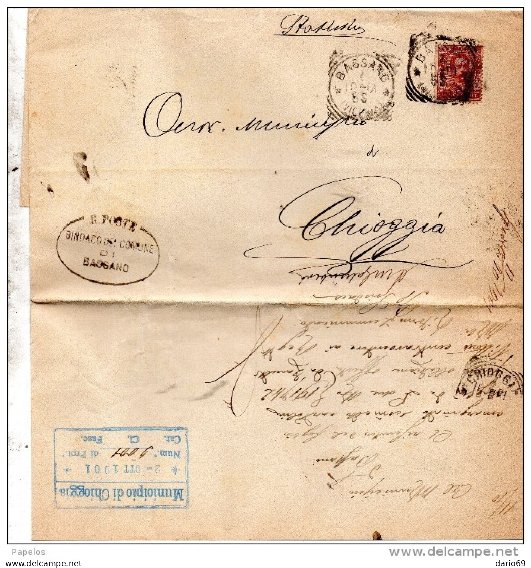 1901 LETTERA  CON ANNULLO BASSANO DEL GRAPPA VICENZA - Storia Postale