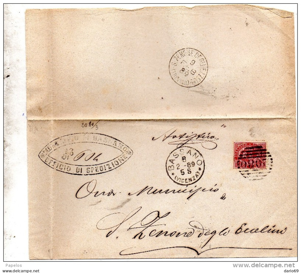 1889 LETTERA CON ANNULLO BASSANO VICENZA - Storia Postale