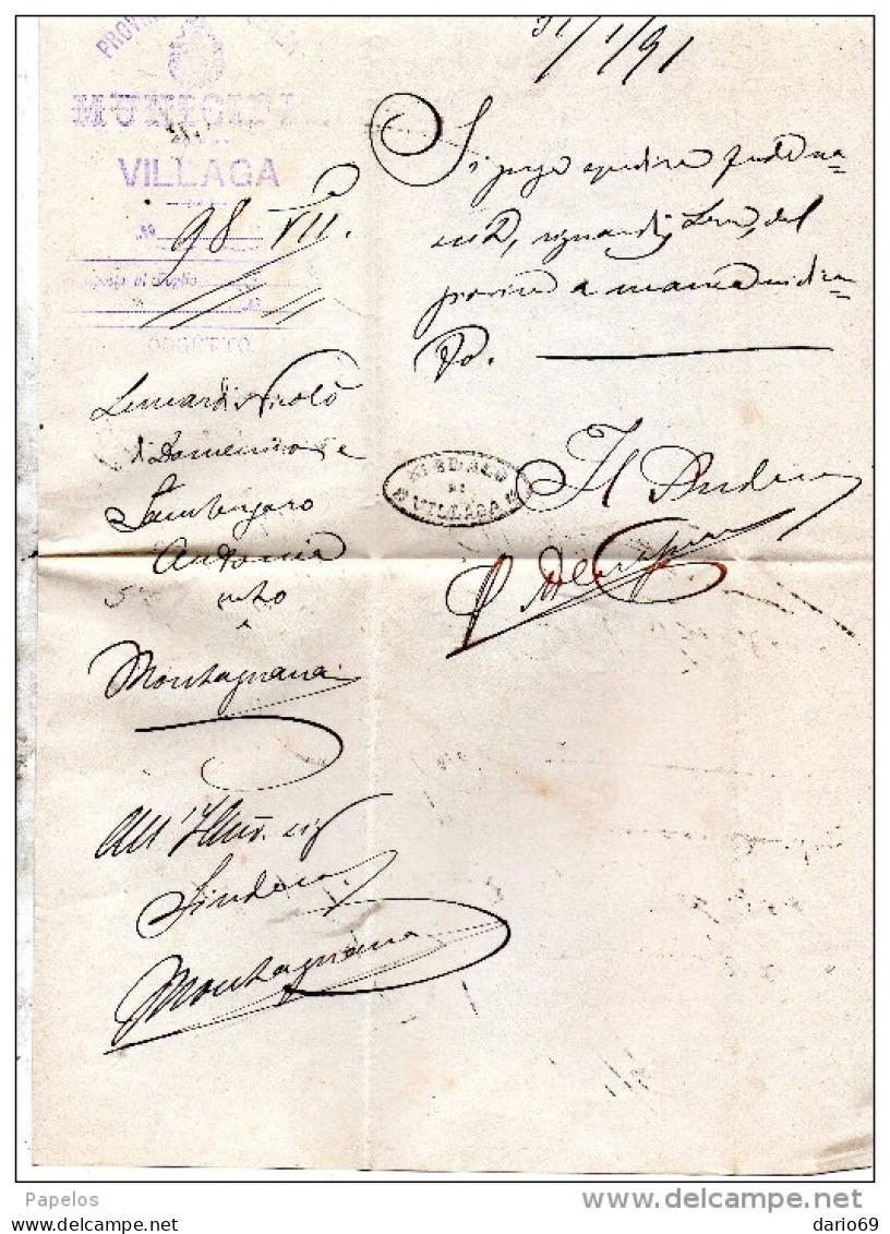 1891 LETTERA CON ANNULLO BARBARANO VICENZA - Storia Postale