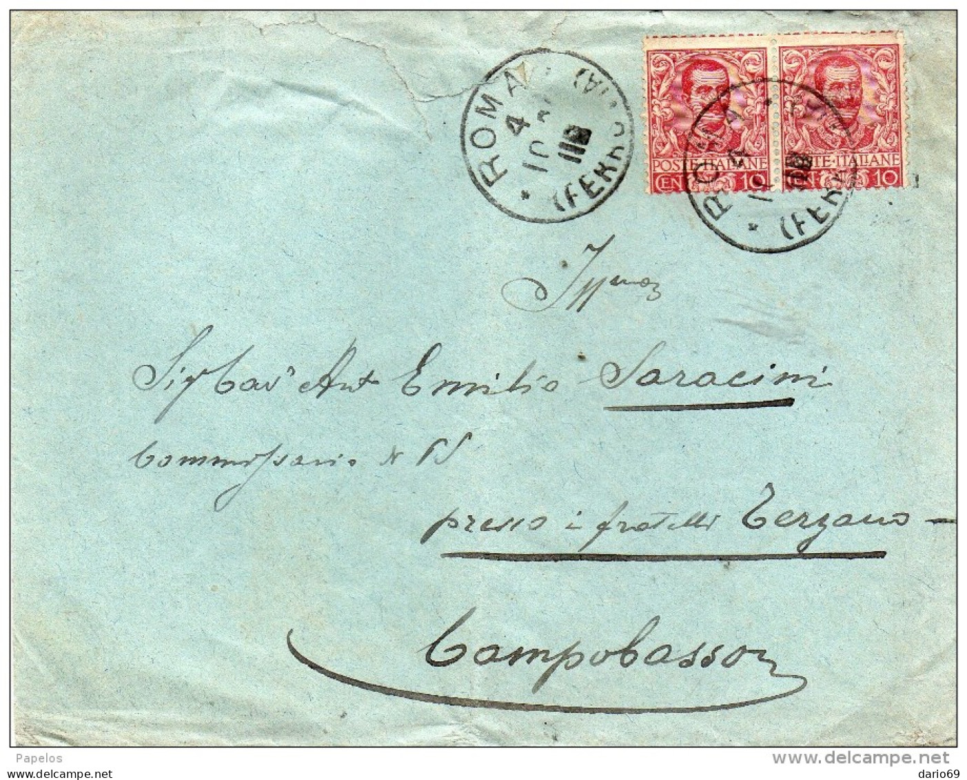 1904  LETTERA CON ANNULLO ROMA - DENTELLATURA SPOSTATA - Marcophilie